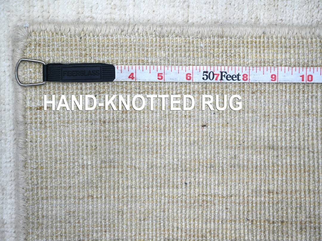 2'4" x 11'7" New Hand Knotted Ivory Wool Runner Oriental Rug - MOA10221901