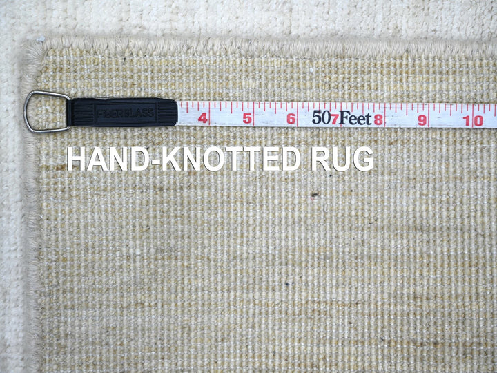 2'4" x 11'7" New Hand Knotted Ivory Wool Runner Oriental Rug - MOA10221901
