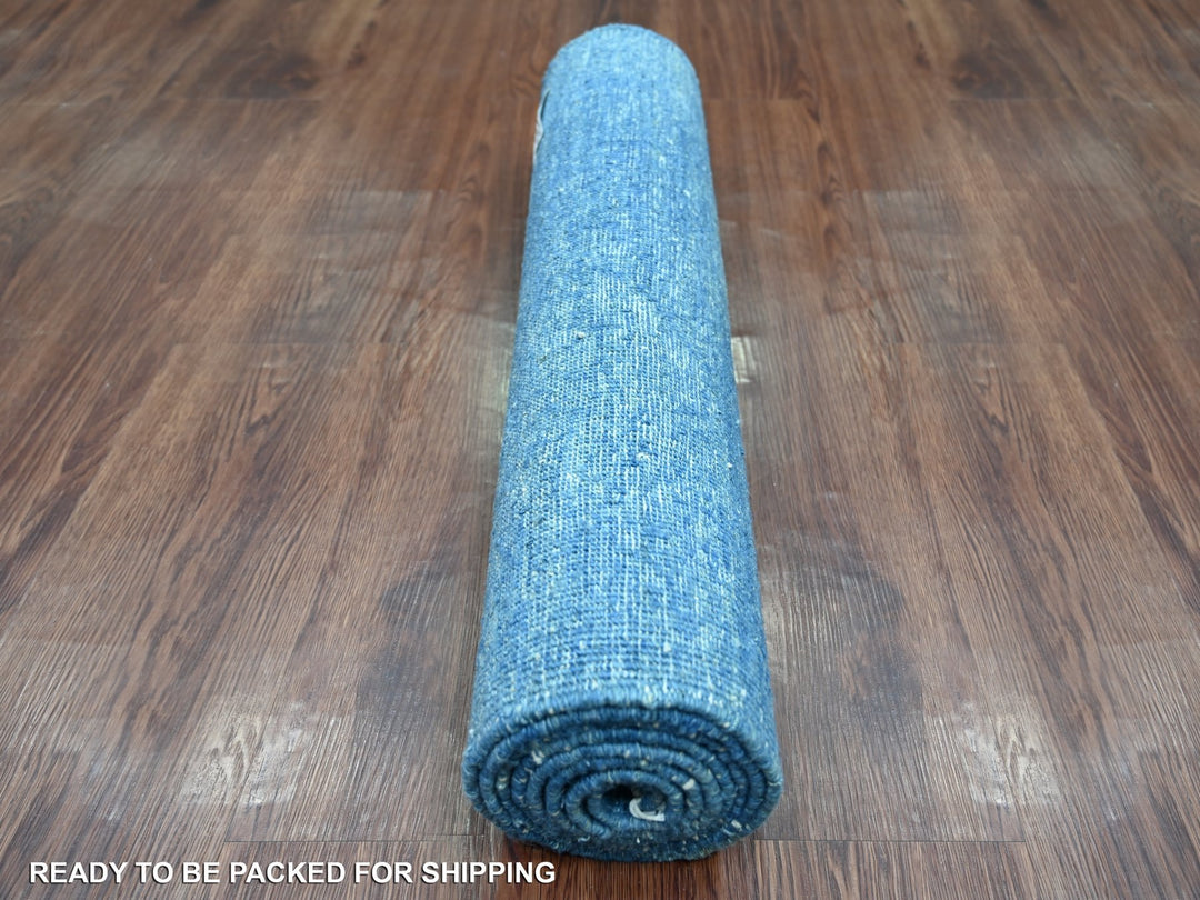 2'5" x 7'9" New Hand Knotted Blue Wool Runner Oriental Rug - MOA10221902
