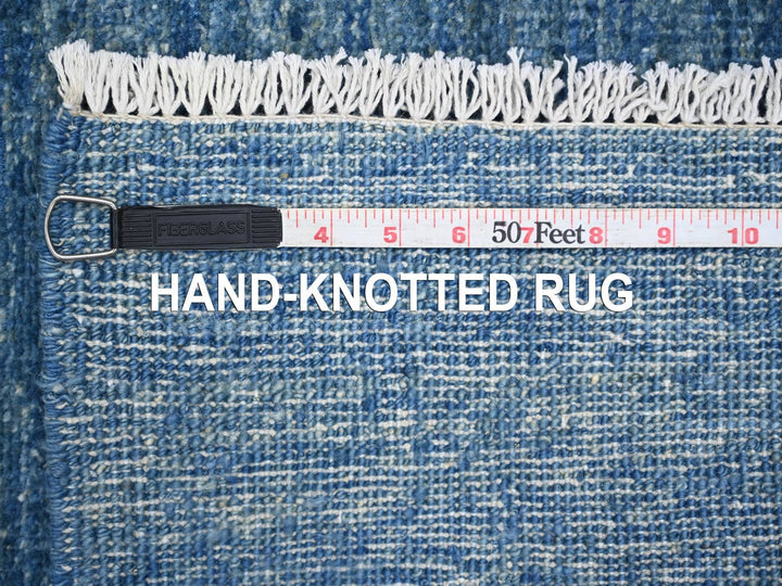 2'5" x 7'9" New Hand Knotted Blue Wool Runner Oriental Rug - MOA10221902