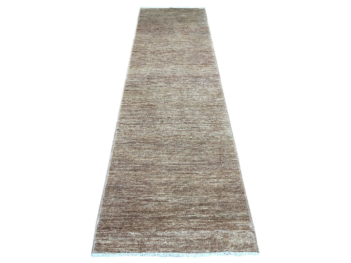 2'9" x 9'7" New Hand Knotted Brown Wool Runner Oriental Rug - MOA10221903