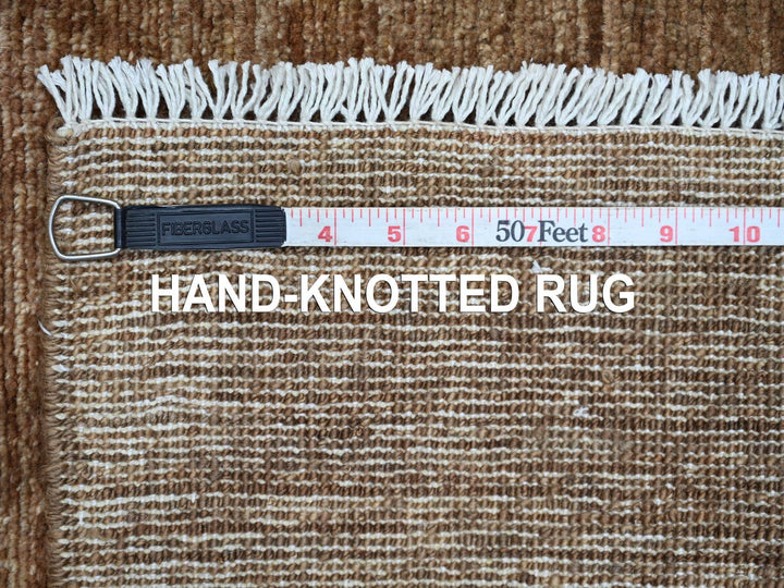 2'9" x 9'7" New Hand Knotted Brown Wool Runner Oriental Rug - MOA10221903