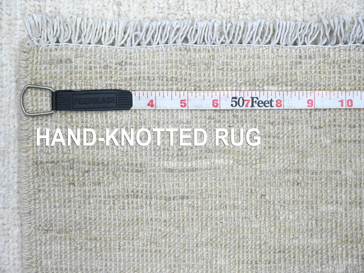 2'6" x 7'6" New Hand Knotted Ivory Wool Runner Oriental Rug - MOA10221906