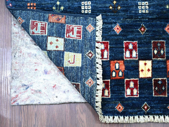 2'9" x 15'11" New Hand Knotted Blue Wool Runner Oriental Rug - MOA10221907