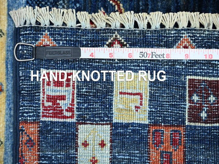 2'9" x 15'11" New Hand Knotted Blue Wool Runner Oriental Rug - MOA10221907
