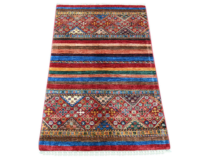 2'7" x 4'0" New Hand Knotted Red Wool Rectangle Oriental Rug - MOA10221908