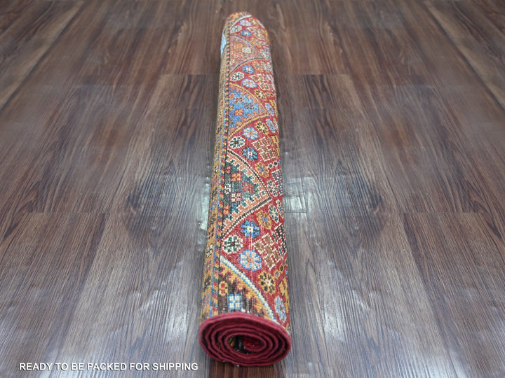 2'7" x 4'0" New Hand Knotted Red Wool Rectangle Oriental Rug - MOA10221908