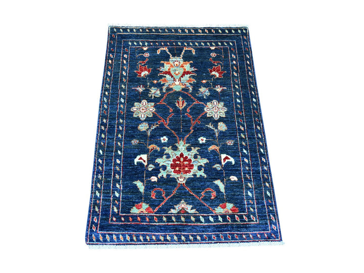 2'10" x 3'11" New Hand Knotted Blue Wool Rectangle Oriental Rug - MOA10221909