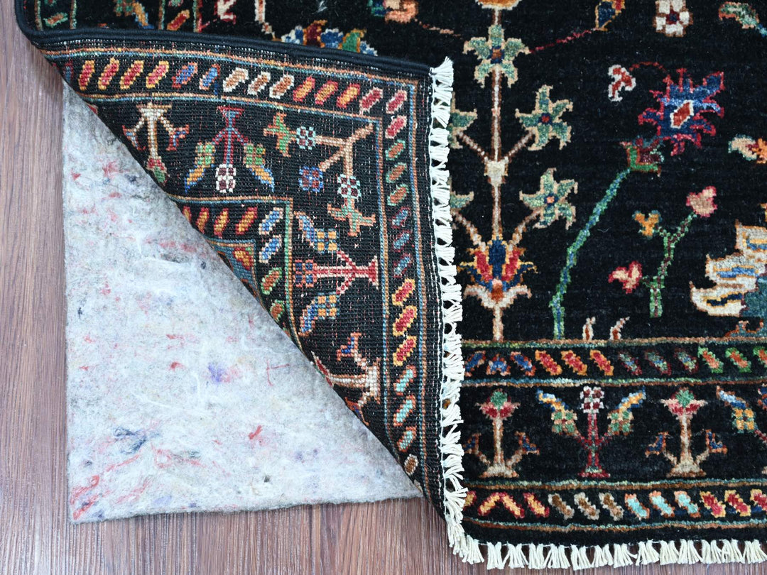 2'8" x 4'0" New Hand Knotted Black Wool Rectangle Oriental Rug - MOA10221911