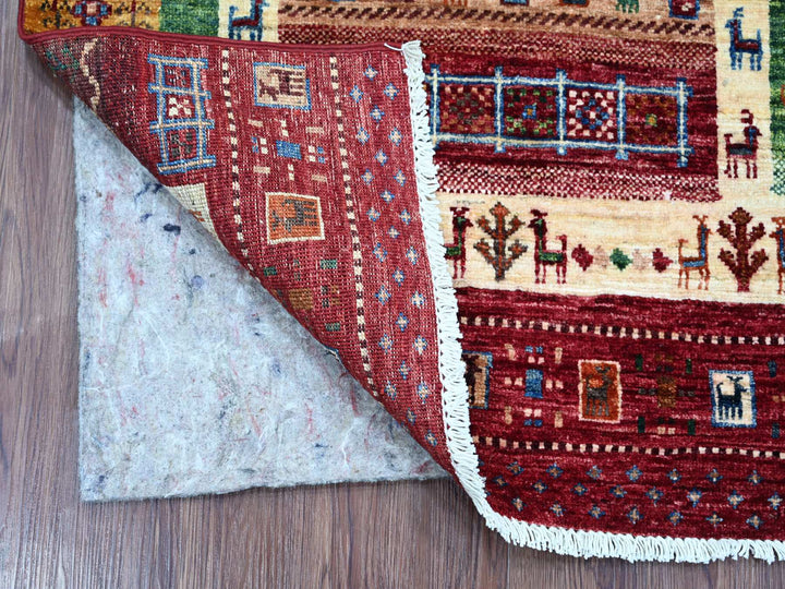 2'9" x 4'0" New Hand Knotted Red Wool Rectangle Oriental Rug - MOA10221912