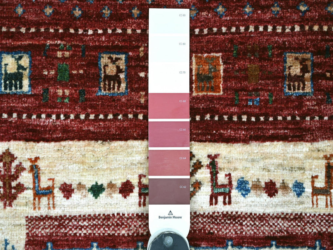 2'9" x 4'0" New Hand Knotted Red Wool Rectangle Oriental Rug - MOA10221912