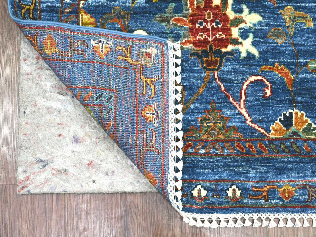 2'9" x 9'6" New Hand Knotted Blue Wool Runner Oriental Rug - MOA10221914