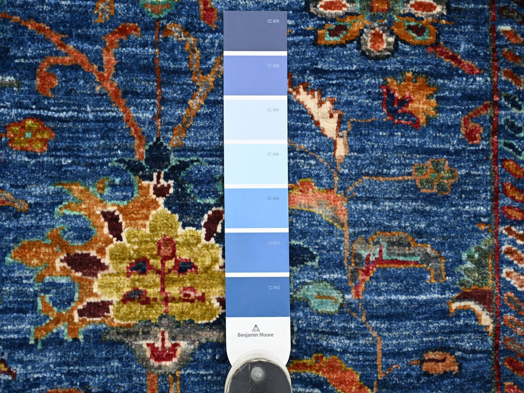 2'9" x 9'6" New Hand Knotted Blue Wool Runner Oriental Rug - MOA10221914