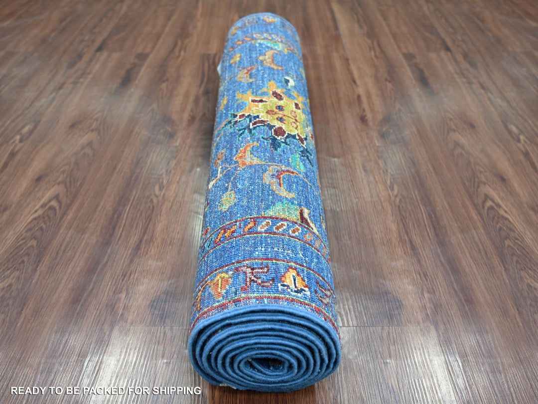 2'9" x 9'6" New Hand Knotted Blue Wool Runner Oriental Rug - MOA10221914