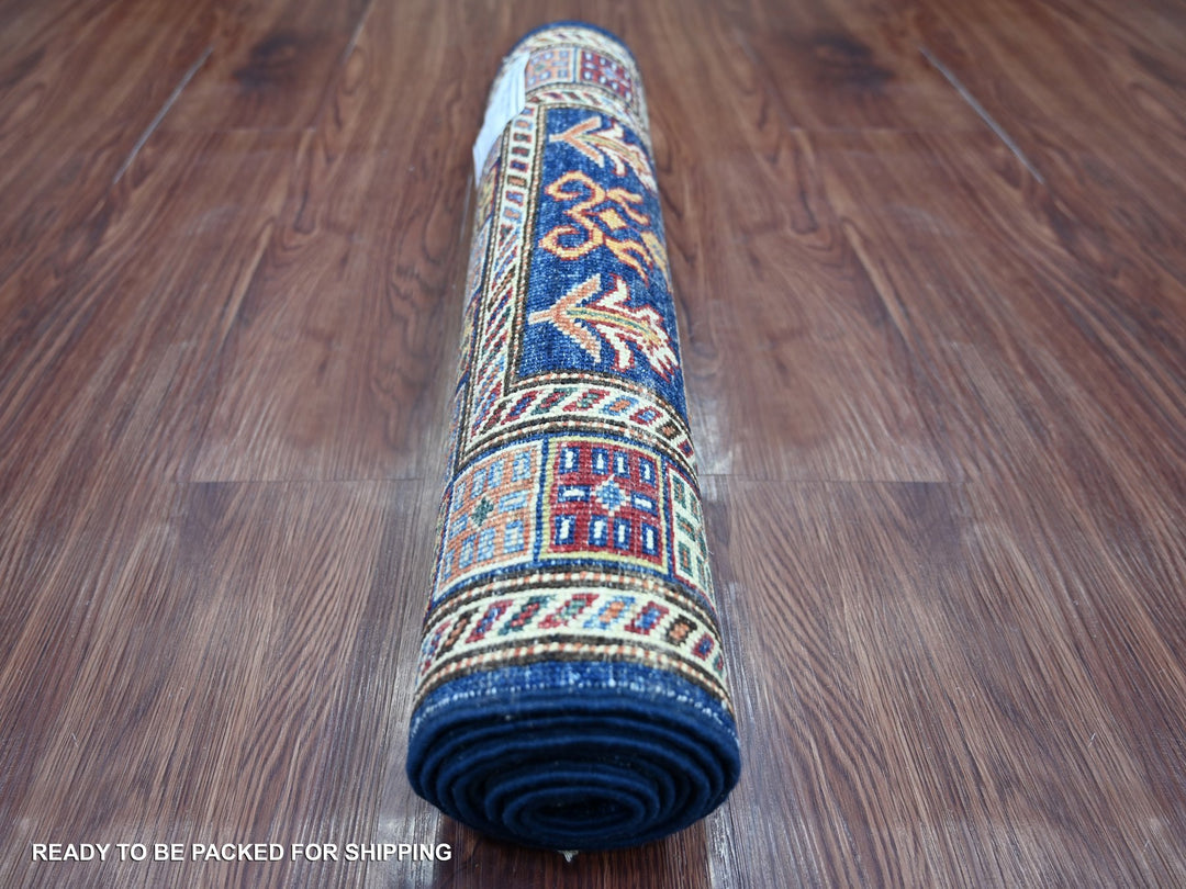 2'0" x 6'0" New Hand Knotted Blue Wool Runner Oriental Rug - MOA10221916
