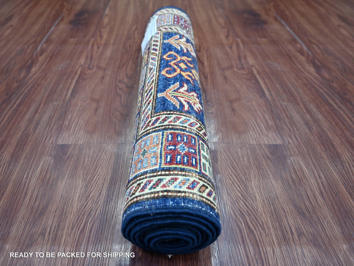 2'0" x 6'0" New Hand Knotted Blue Wool Runner Oriental Rug - MOA10221916