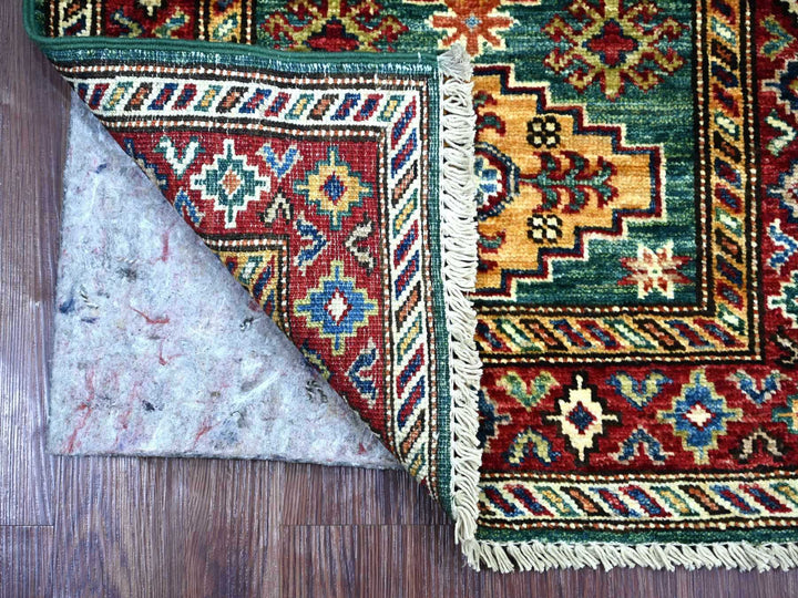 2'1" x 6'0" New Hand Knotted Green Wool Runner Oriental Rug - MOA10221917