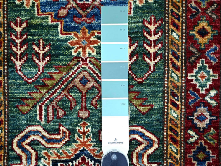 2'1" x 6'0" New Hand Knotted Green Wool Runner Oriental Rug - MOA10221917