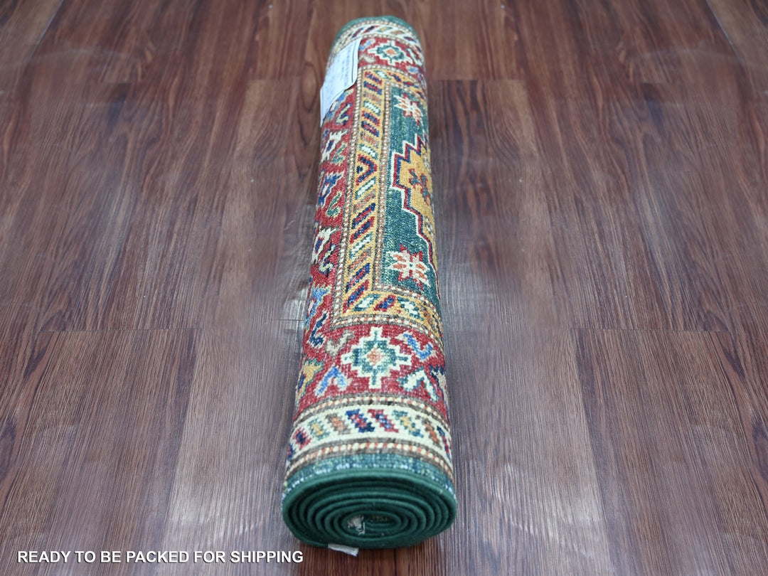 2'1" x 6'0" New Hand Knotted Green Wool Runner Oriental Rug - MOA10221917