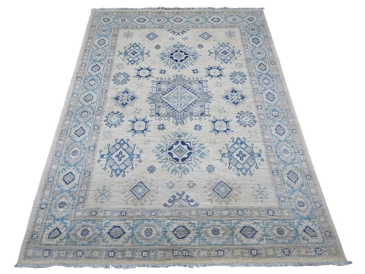 4'10" x 6'7" New Hand Knotted Ivory Wool Rectangle Oriental Rug - MOA10221918