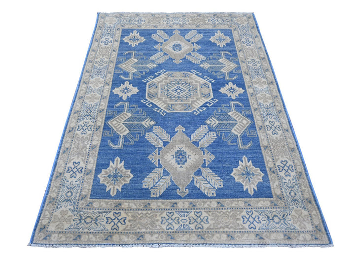 4'9" x 6'5" New Hand Knotted Blue Wool Rectangle Oriental Rug - MOA10221919
