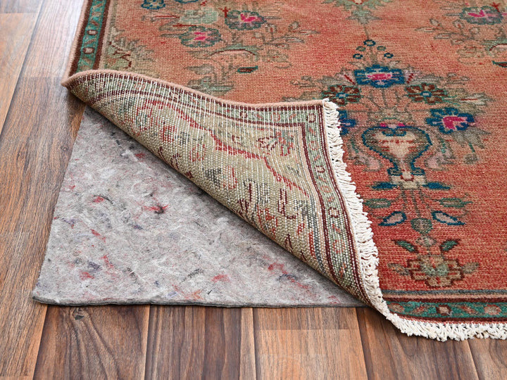 2'9" x 8'10" Vintage Hand Knotted Orange Wool Runner Oriental Rug - MOA1022191