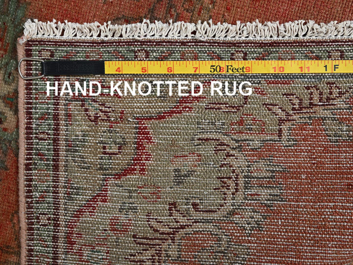 2'9" x 8'10" Vintage Hand Knotted Orange Wool Runner Oriental Rug - MOA1022191