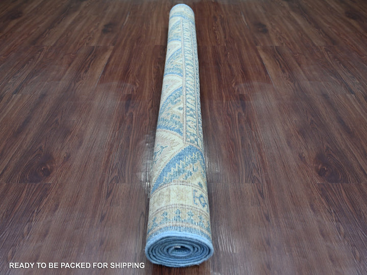 4'7" x 6'6" New Hand Knotted Blue Wool Rectangle Oriental Rug - MOA10221922