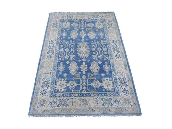 4'1" x 5'10" New Hand Knotted Blue Wool Rectangle Oriental Rug - MOA10221924