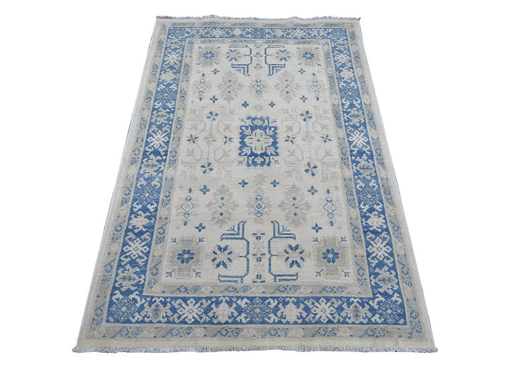 3'10" x 5'6" New Hand Knotted Ivory Wool Rectangle Oriental Rug - MOA10221925