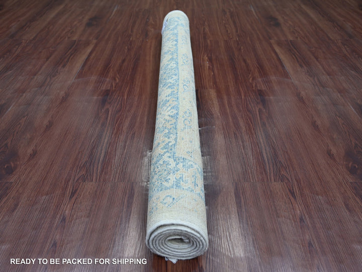 3'10" x 5'6" New Hand Knotted Ivory Wool Rectangle Oriental Rug - MOA10221925
