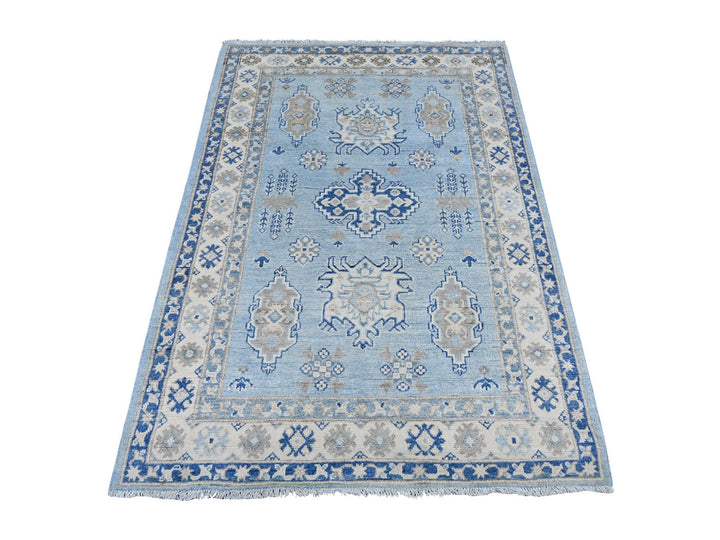 4'1" x 5'11" New Hand Knotted Blue Wool Rectangle Oriental Rug - MOA10221926