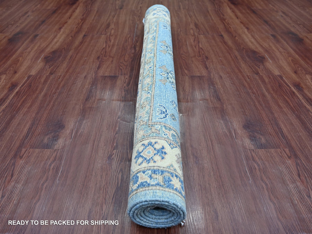 4'1" x 5'11" New Hand Knotted Blue Wool Rectangle Oriental Rug - MOA10221926