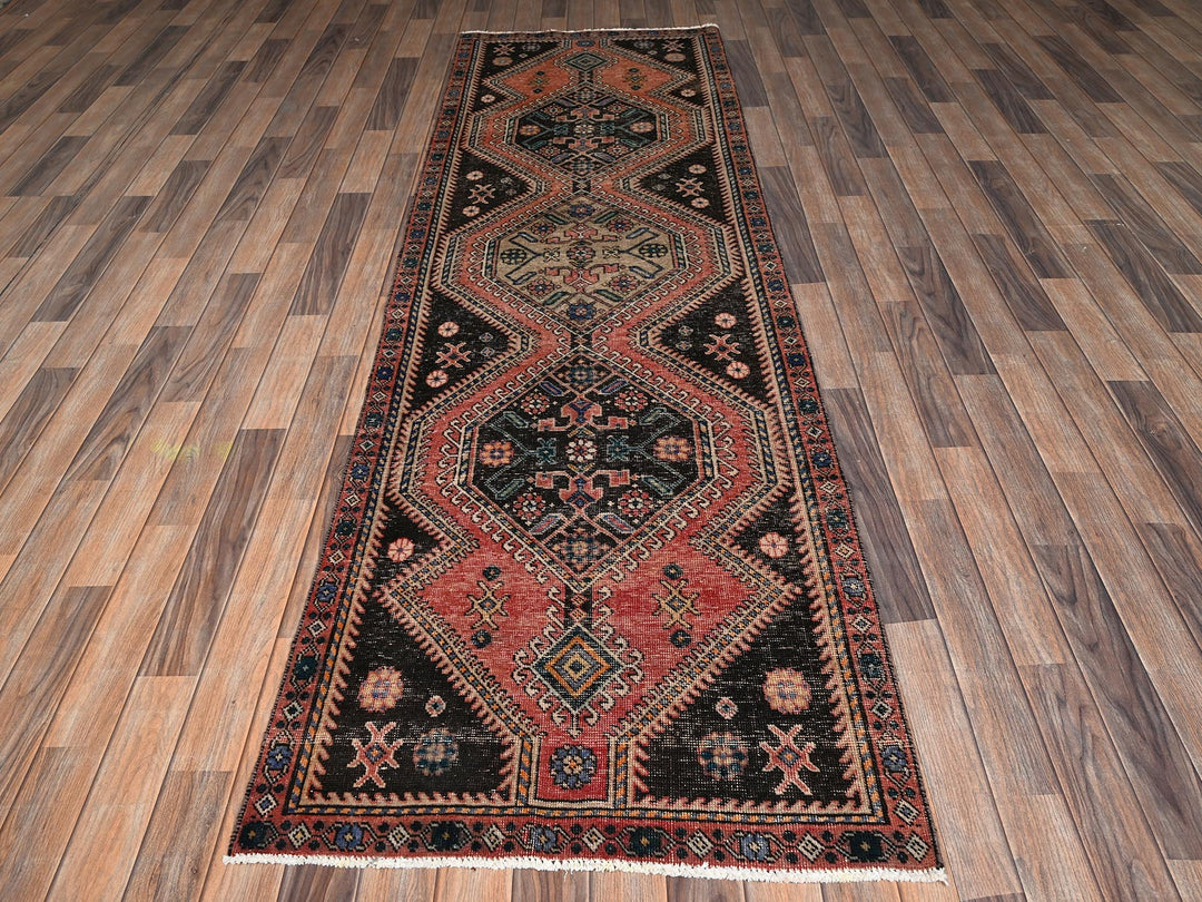 3'0" x 10'0" Vintage Hand Knotted Red Wool Runner Oriental Rug - MOA1022192