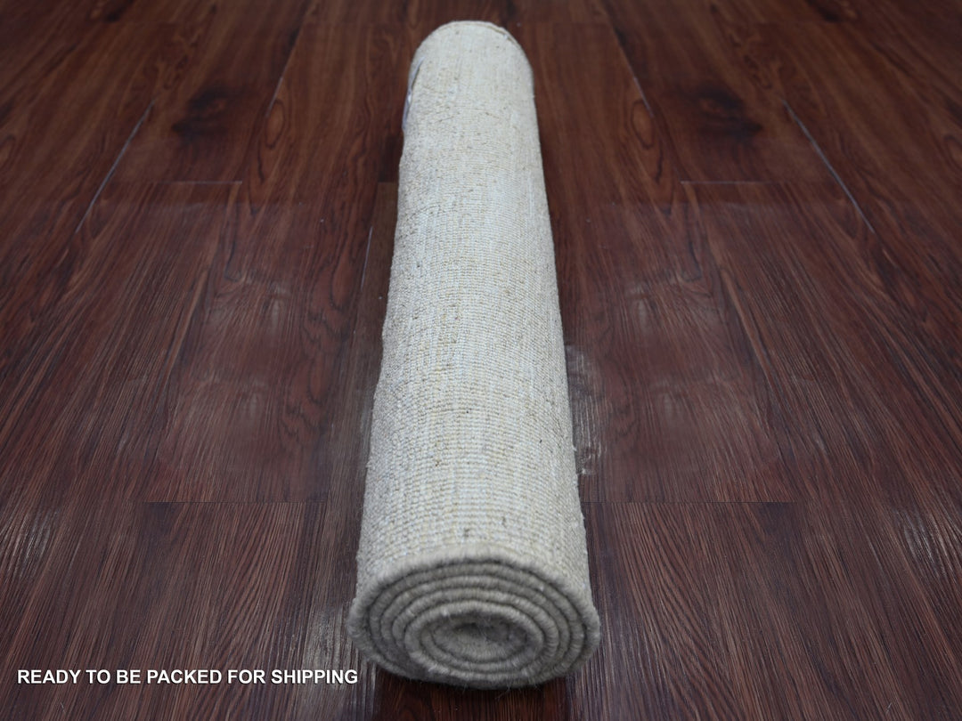 2'4" x 6'0" New Hand Knotted Ivory Wool Runner Oriental Rug - MOA10221931