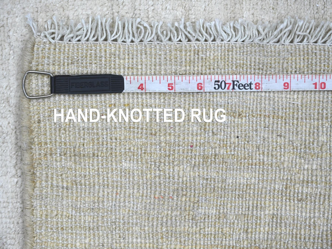 2'4" x 6'0" New Hand Knotted Ivory Wool Runner Oriental Rug - MOA10221931