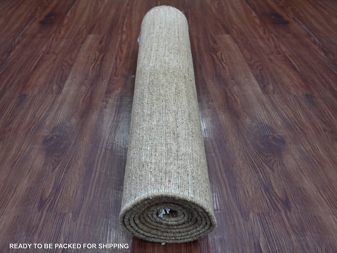 2'9" x 9'8" New Hand Knotted Brown Wool Runner Oriental Rug - MOA10221932