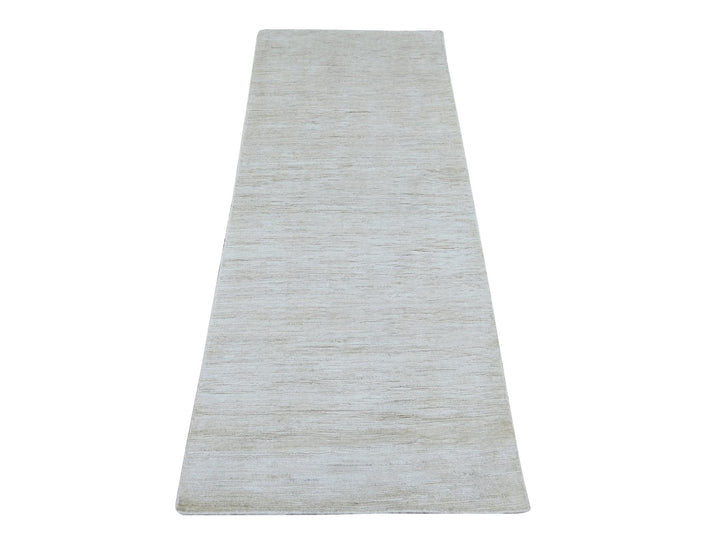 2'7" x 6'3" New Hand Knotted Ivory Wool Runner Oriental Rug - MOA10221933