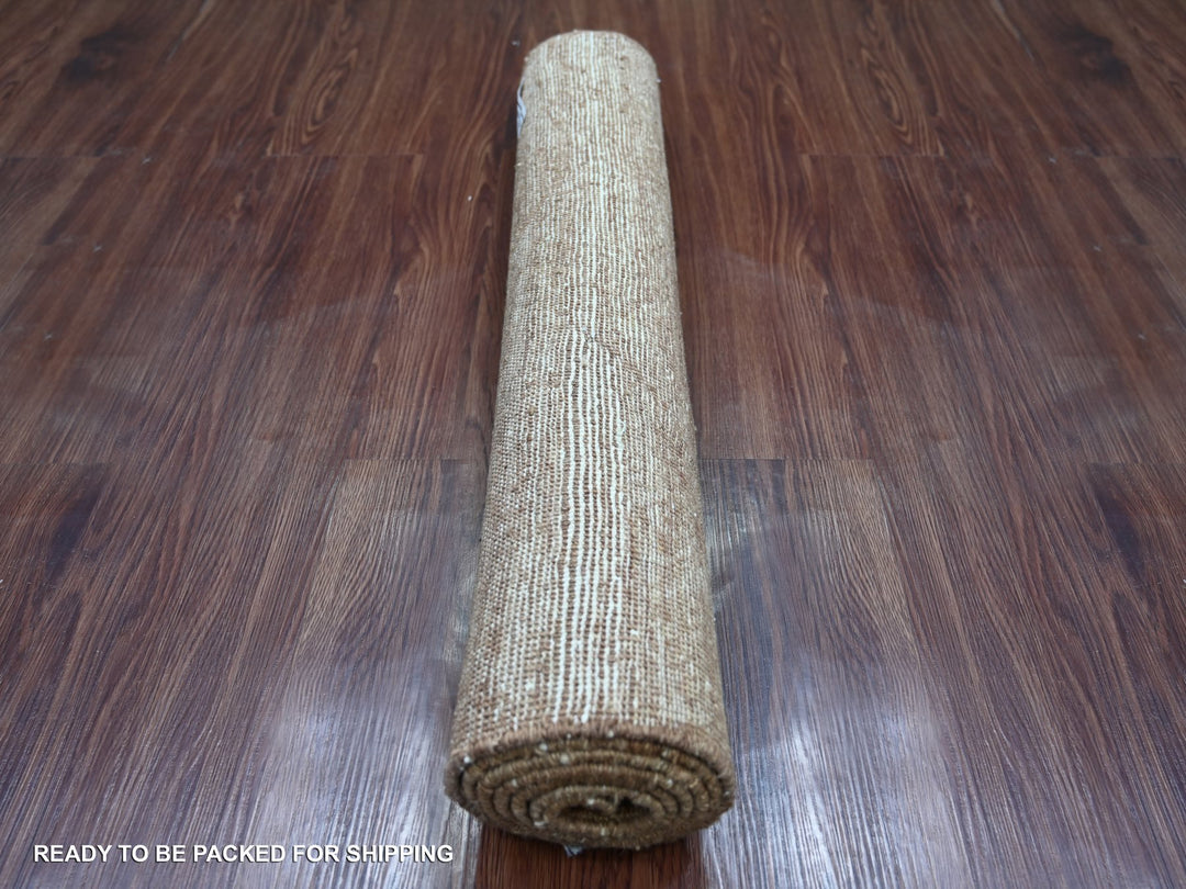 2'8" x 5'7" New Hand Knotted Brown Wool Runner Oriental Rug - MOA10221934