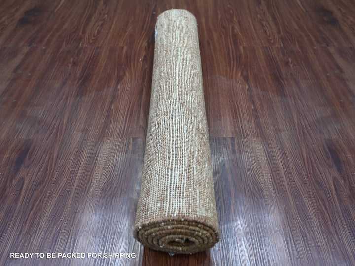 2'8" x 5'7" New Hand Knotted Brown Wool Runner Oriental Rug - MOA10221934