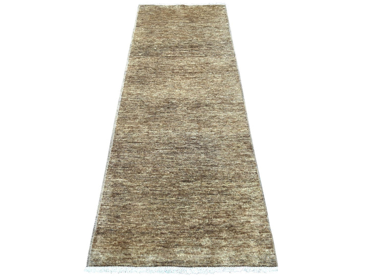 2'8" x 7'4" New Hand Knotted Brown Wool Runner Oriental Rug - MOA10221936