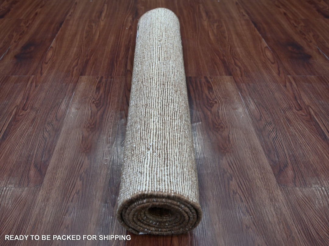 2'8" x 7'4" New Hand Knotted Brown Wool Runner Oriental Rug - MOA10221936