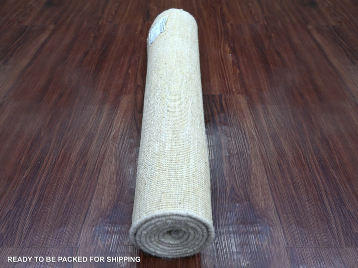2'4" x 5'10" New Hand Knotted Ivory Wool Runner Oriental Rug - MOA10221937