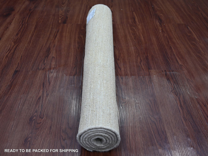 2'10" x 4'10" New Hand Knotted Ivory Wool Rectangle Oriental Rug - MOA10221940