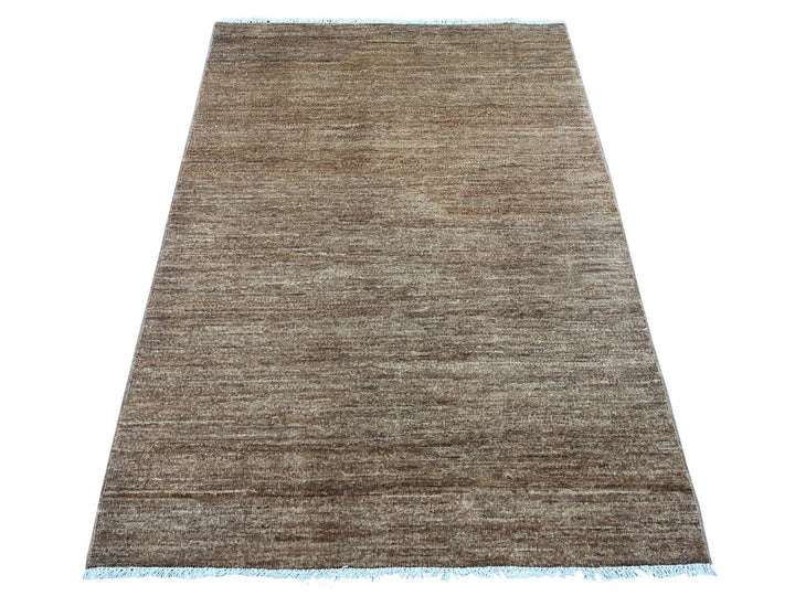 4'1" x 5'9" New Hand Knotted Brown Wool Rectangle Oriental Rug - MOA10221941