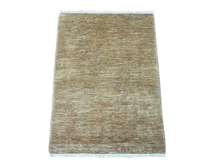 2'1" x 2'10" New Hand Knotted Brown Wool Rectangle Oriental Rug - MOA10221942