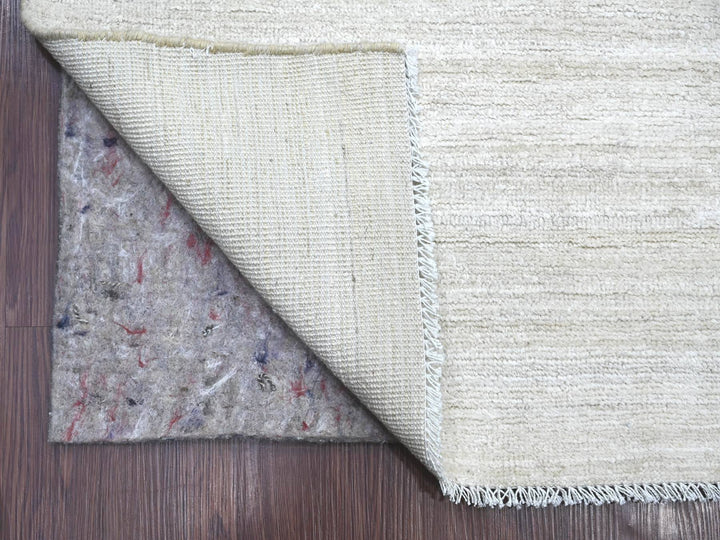 3'8" x 14'5" New Hand Knotted Ivory Wool Runner Oriental Rug - MOA10221944