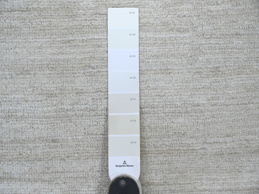 3'8" x 14'5" New Hand Knotted Ivory Wool Runner Oriental Rug - MOA10221944