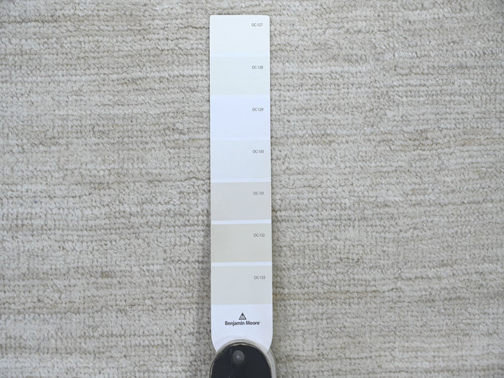 3'8" x 14'5" New Hand Knotted Ivory Wool Runner Oriental Rug - MOA10221944