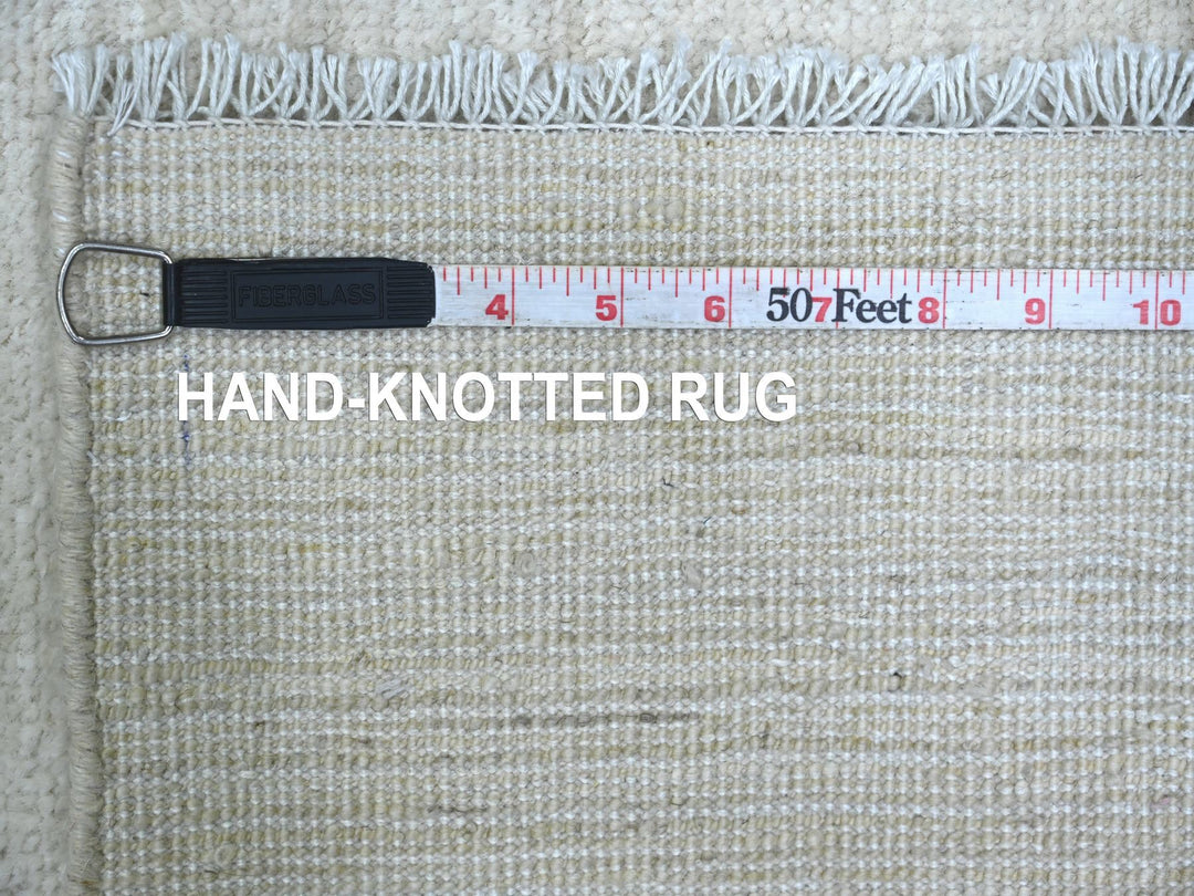 3'8" x 14'5" New Hand Knotted Ivory Wool Runner Oriental Rug - MOA10221944